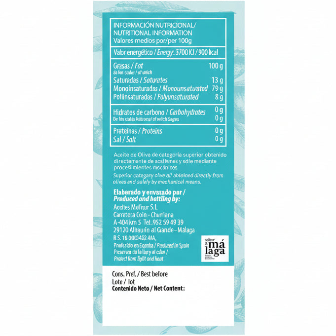 Molisur / 500ml / Hojiblanca / Nährwertangaben / meine-olivenoele.de